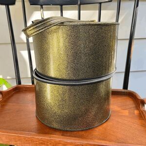 VTG Gold Sparkle Wig Case Mod Glam Pageant Drag Vanity Storage